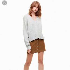 Aritzia- WILFRED FREE Button Suede mini skirt 10
